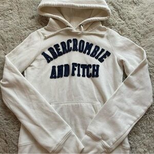 Abercrombie & Fitch White Hoodie with Navy Accents